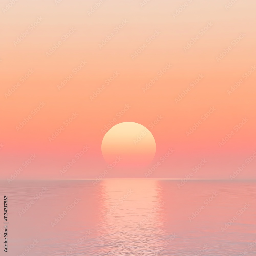 Serene sunset over tranquil waters with gentle hues of orange and pink. Serene sunset over tranquil waters with gentle hues of orange and pink.