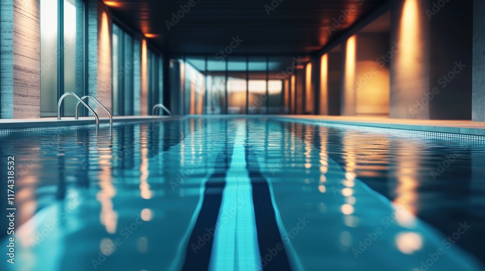 Fototapeta premium Indoor Pool Serenity: A Tranquil Escape in a Modern Architectural Setting