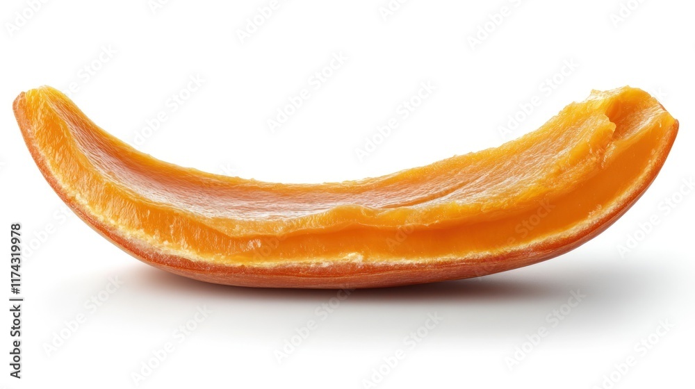 A single, vibrant orange slice of pumpkin with a smooth, creamy texture. Ideal for autumnal designs or food packaging. A single, vibrant orange slice of pumpkin with a smooth, creamy texture. Ideal for autumnal designs or food packaging.