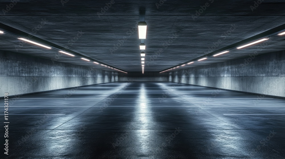 Obraz premium Empty underground parking background with copy space