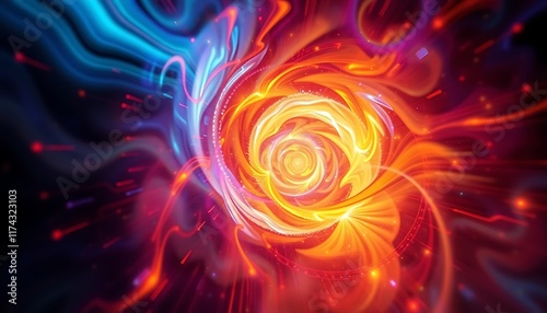 Abstract Fiery Orange Rose Swirling Nebula Cosmic Art photo