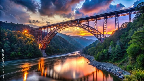 New River Gorge Bridge West Virginia Low Light Photorealistic AI Art photo