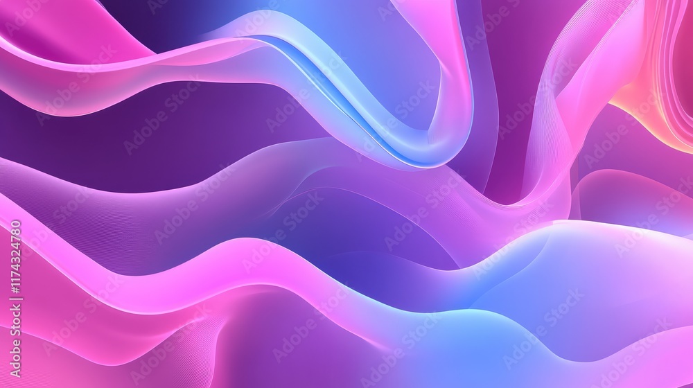 Obraz premium Abstract data flow representations, powered by AI algorithms, glowing on a clean futuristic gradient background with copy space.