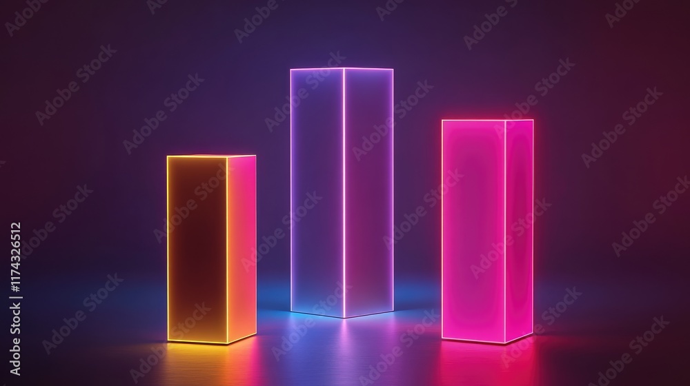 Abstract glowing representations of data science models with AI algorithms, displayed on a dark gradient background with ample copy space.