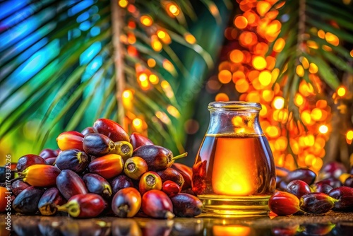 Palm Oil Extract Night Photography - Elaeis guineensis Colorful Background photo