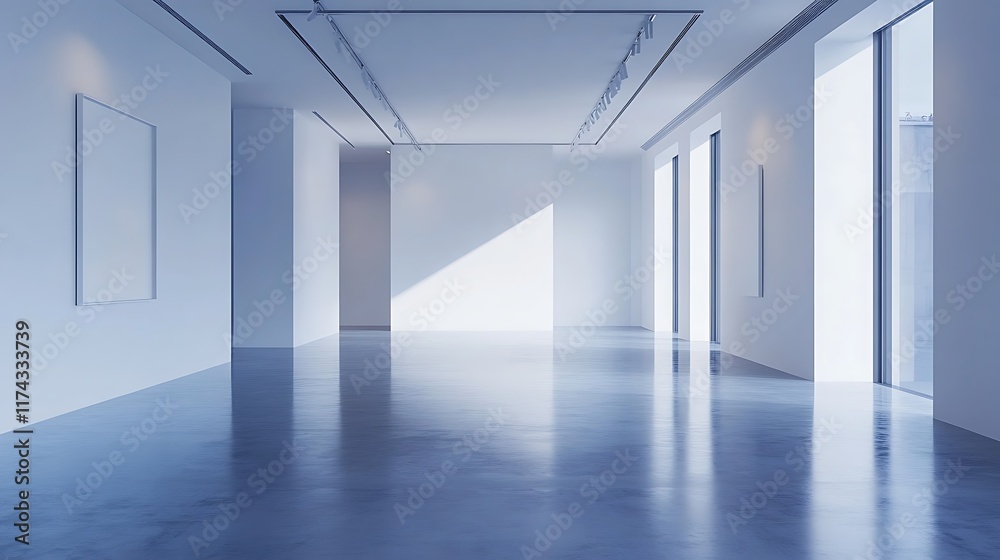 Obraz premium Art exhibition space modern gallery interior design bright atmosphere