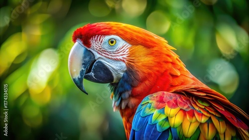 Parrot Portrait - Left Position, Copy Space, AI Art photo