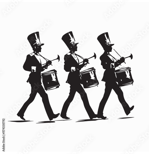 Marching Band Drum Vector. Black and white Marching Band Drum Vector isolated on white background.