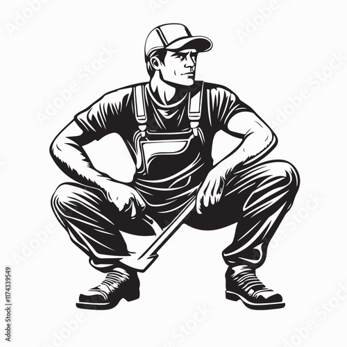 Construction Worker Vector. Construction Worker Vector and Illustration on white background.