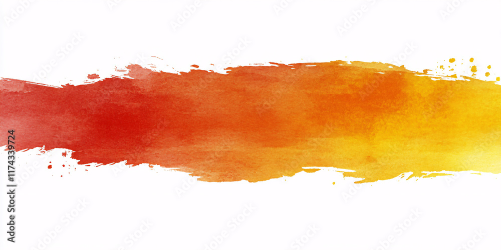 Obraz premium A vibrant abstract watercolor painting featuring a bold brush stroke gradient from red to yellow.
