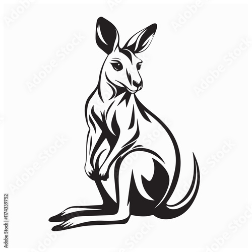 Kangaroo Vector Images. Kangaroo Sitting image vector isolated on white background.