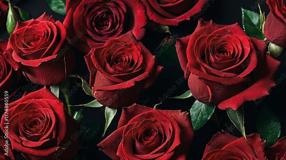 Obraz premium closeup shot of bouquet of red roses, valentine day, love background, ai generated