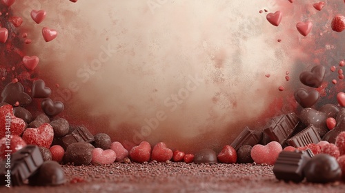 Fundo fotográfico do Dia dos Namorados com tema doces e chocolates.