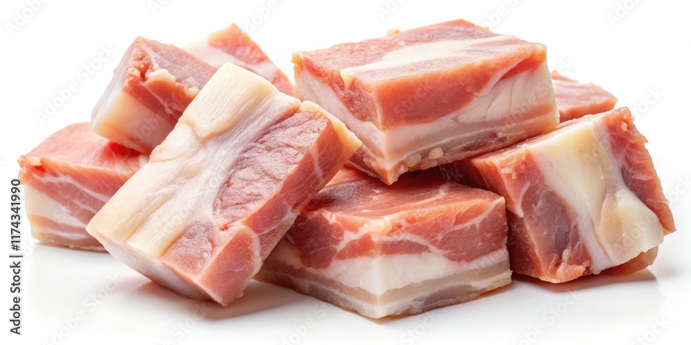 Pork Lard Pieces - Raw, Candid, Close-up Pork Lard Pieces - Raw, Candid, Close-up
