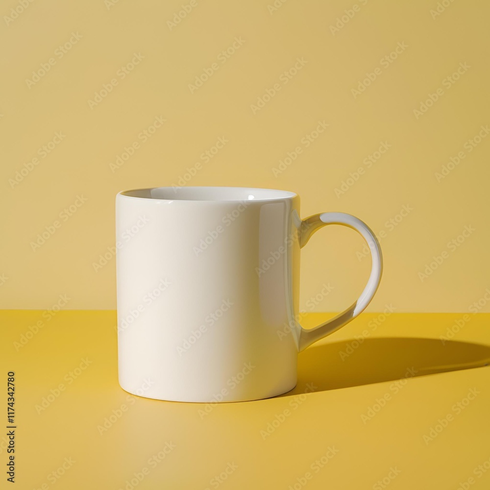 Blank white mug on yellow background. Blank white mug on yellow background.