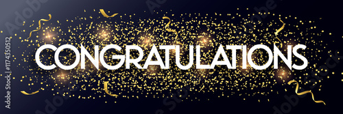 Congratulations Cards with Glittering Gold Text Shine Design Template