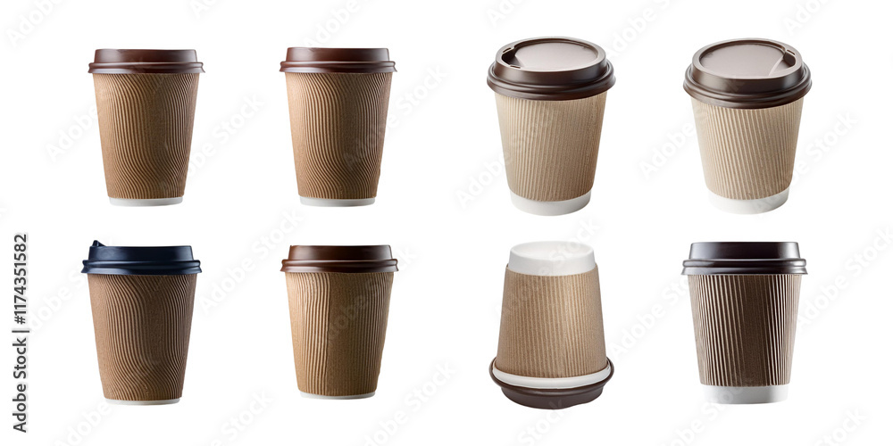 custom made wallpaper toronto digitalMinimalist Blank Kraft Coffee Cup for Takeaway, paper cup, set collection, mega bundle, isolated on transparent background