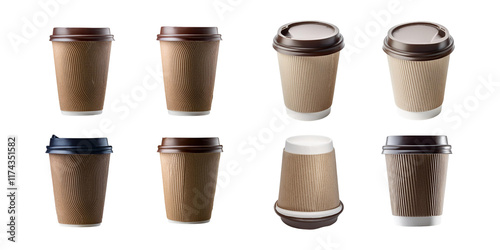 Wallpaper Mural Minimalist Blank Kraft Coffee Cup for Takeaway, paper cup, set collection, mega bundle, isolated on transparent background Torontodigital.ca
