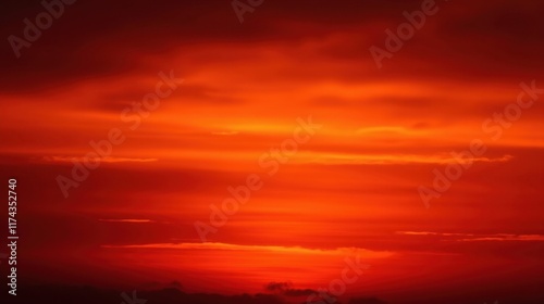 Dramatic Sunset Sky with Vibrant Orange and Red Cloud Patterns