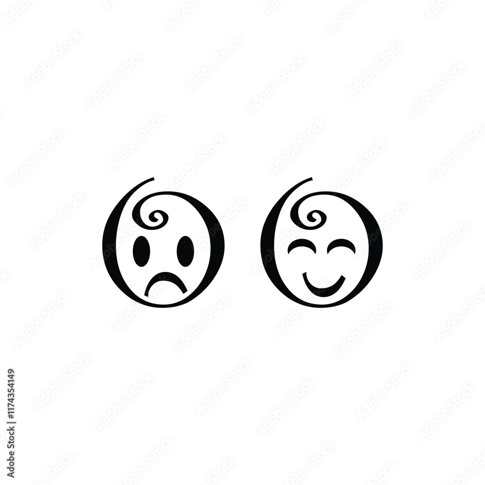 Fototapeta premium logo icon design flat emoji human face