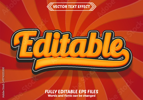 Bundle of 3d editable text effect design vectors. Set of editable text effect designs. Modern editable text effect vector design. Editable text style effects - editable text style theme.