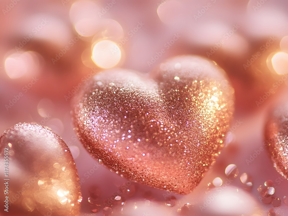 Fototapeta premium Sparkling Glittery Heart in Soft Pastel Tones Valentine s Day Inspired Abstract Romantic Background