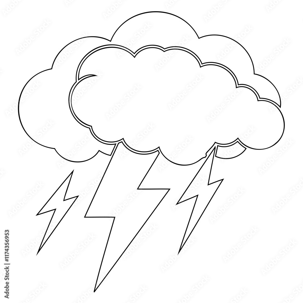 Thunderstorm Black Vector Outline Simple Flat Vector Illustration Isolated on a transparent background Thunderstorm Black Vector Outline Simple Flat Vector Illustration Isolated on a transparent background