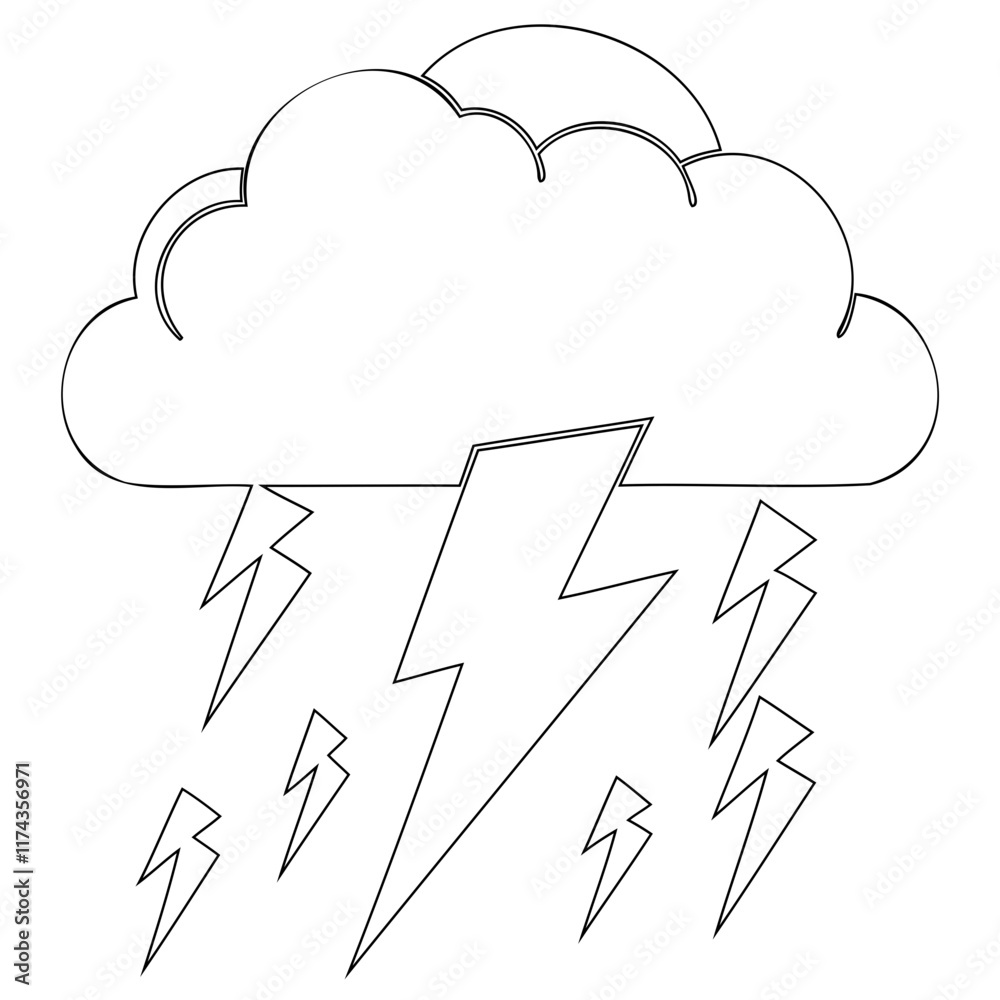 Thunderstorm Black Vector Outline Simple Flat Vector Illustration Isolated on a transparent background Thunderstorm Black Vector Outline Simple Flat Vector Illustration Isolated on a transparent background