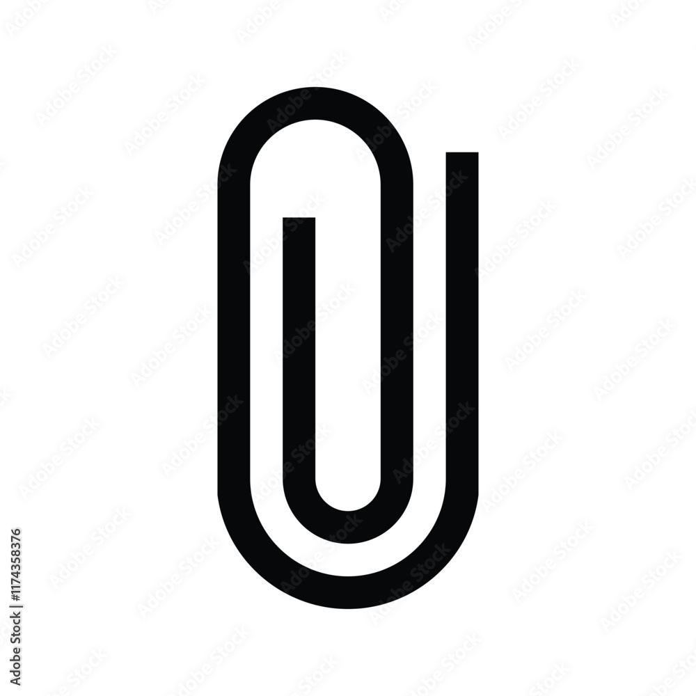 Paper clip icon. A simple image of a curved metal paper clip for connecting multiple sheets of paper. Isolated vector on background. Paper clip icon. A simple image of a curved metal paper clip for connecting multiple sheets of paper. Isolated vector on background.