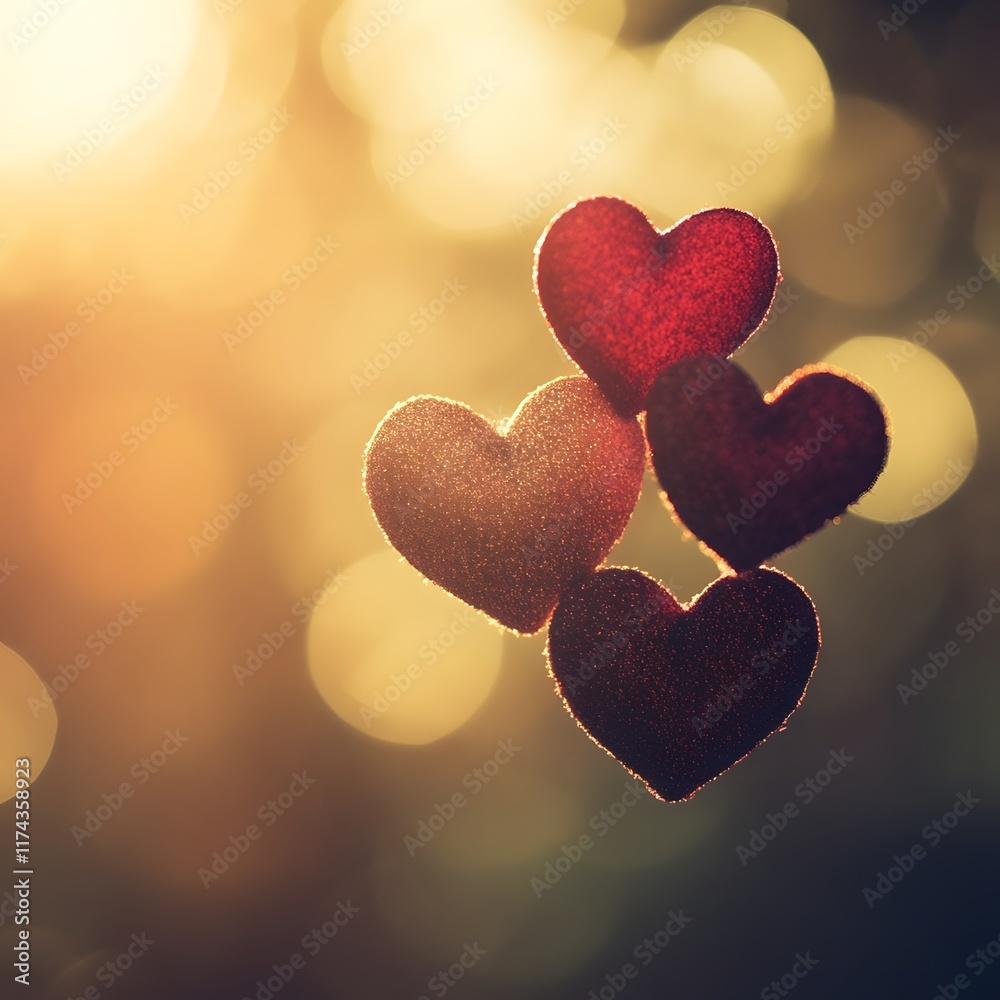 Obraz premium Glowing Heart Shaped Bokeh Background for Romantic Valentine s Day