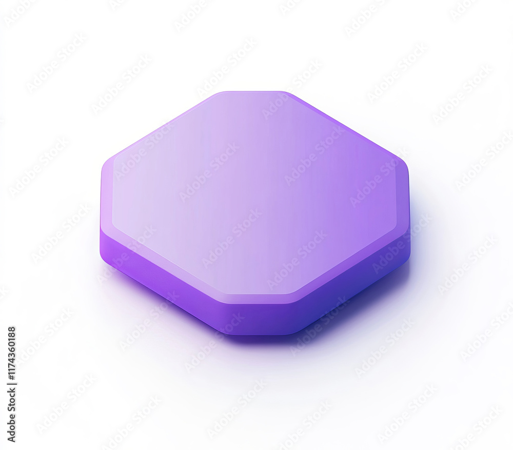 A purple hexagon with rounded edges set against a white background. The minimalist 3D icon style with gradient tones and soft lighting creates a clean and modern visual suitable for UI design. A purple hexagon with rounded edges set against a white background. The minimalist 3D icon style with gradient tones and soft lighting creates a clean and modern visual suitable for UI design.