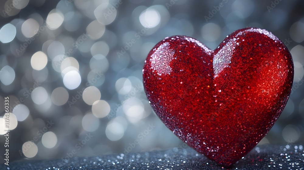 Obraz premium Sparkling Red Heart Bokeh Backdrop for Romantic Valentine s Day