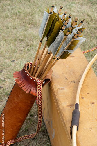 quiver and arrows with bow