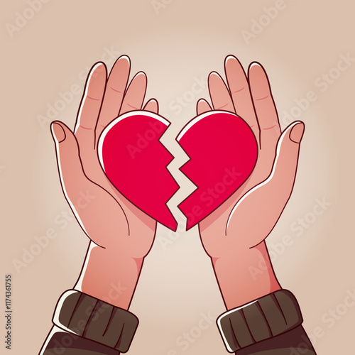 Hands offering a broken heart