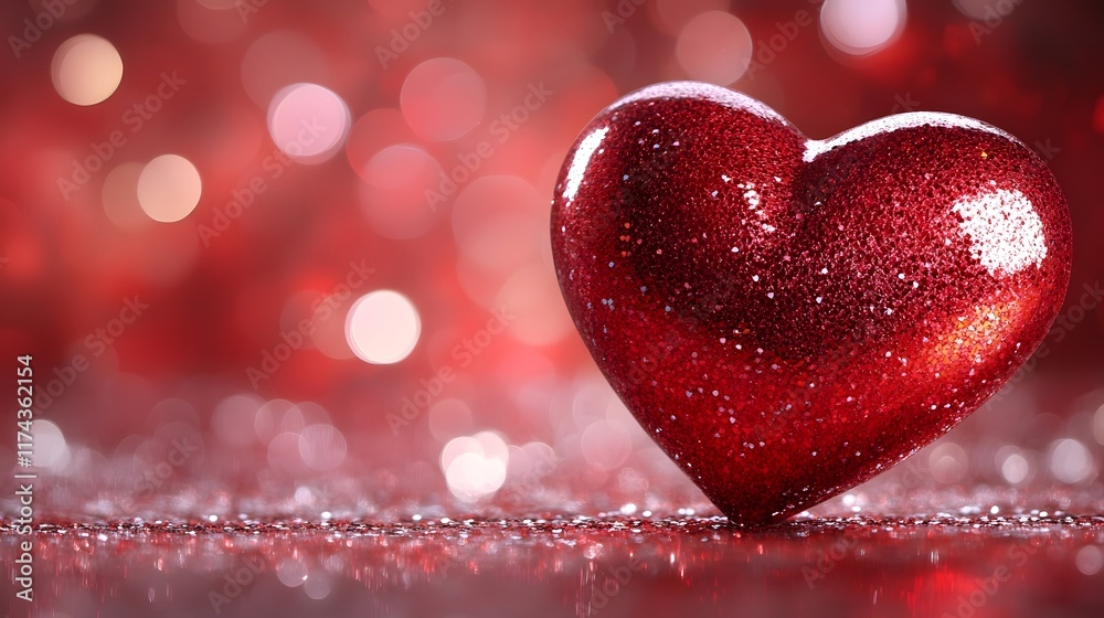Sparkling Red Heart with Elegant Bokeh Backdrop for Valentine s Day Sparkling Red Heart with Elegant Bokeh Backdrop for Valentine s Day