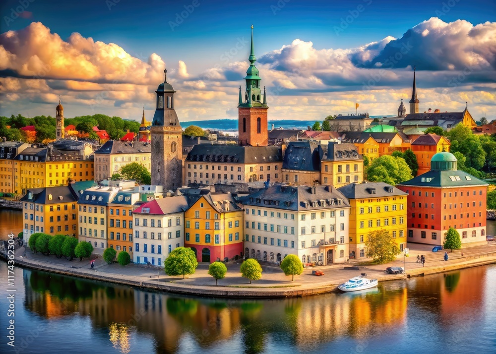 Fototapeta premium Stockholm City Architecture - AI Photorealistic Scenery