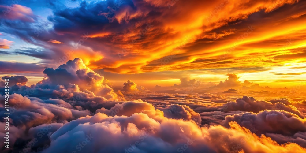 Fototapeta premium Stunning Sunset Clouds Deep Focus Photography