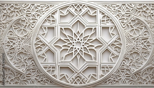white arabic girih pattern background