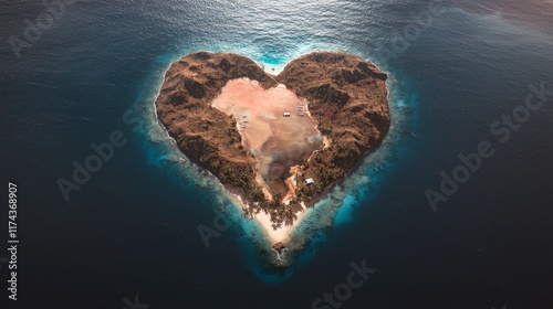 Heart Shaped Island Paradise  Aerial View  Tropical Beach  Vacation