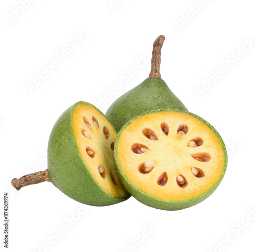 bael fruits or wood apple fruit (Aegle marmelos) on a transparen png. photo