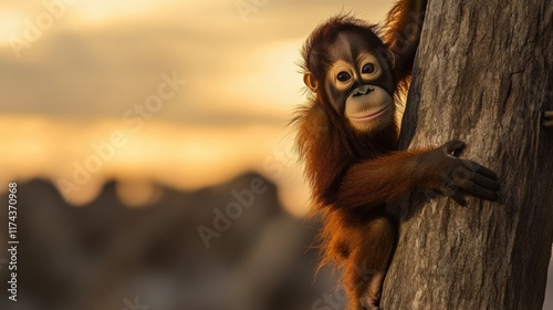 young primate on the tree