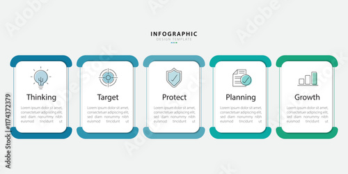 Timeline Creator infographic template. 5 Step timeline journey, calendar Flat simple infographics design template. presentation graph. Business concept with 5 options, gantt vector illustration.