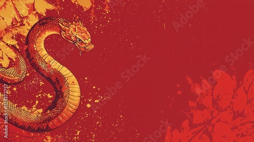 Red dragon snake art design. photo