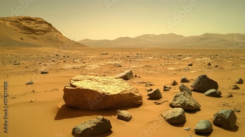Exploring the martian landscape rocks and terrain mars image desert environment wide angle view extraterrestrial discovery