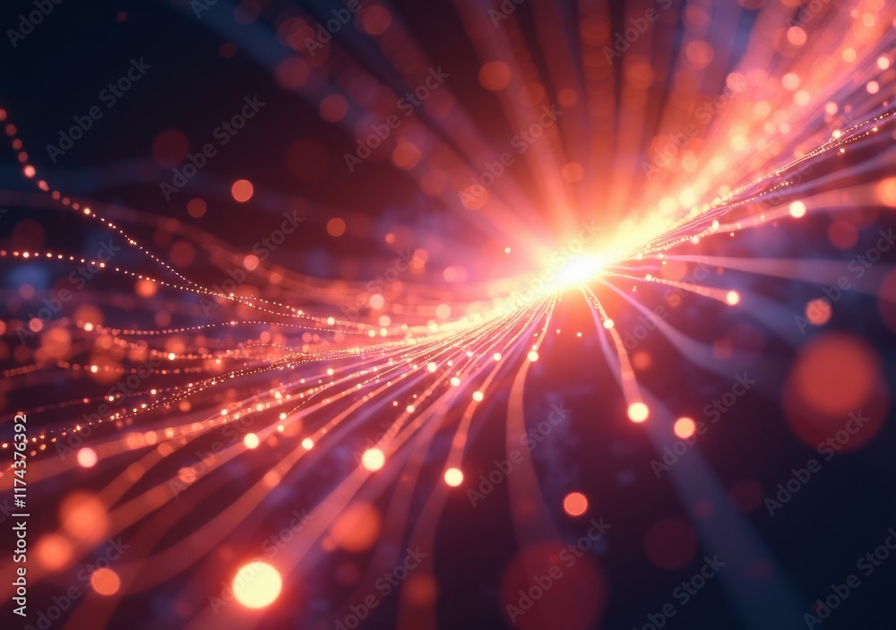 Obraz premium Colorful light trails create a dynamic abstract pattern in a dark background