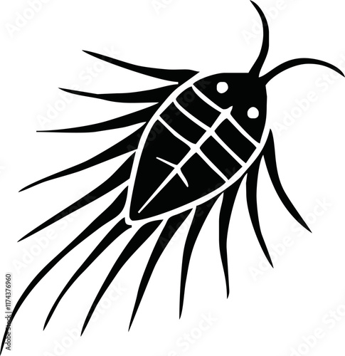 Zooplankton black silhouette, flat vector illustration isolated on white background. Collection of microscopic plankton, inhabitants of underwater life - ocean, sea and freshwater