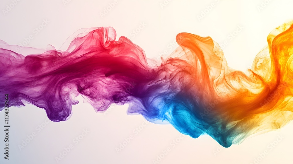 Fototapeta premium Dynamic colorful smoke waves abstract art digital creation vibrant environment aesthetic concept