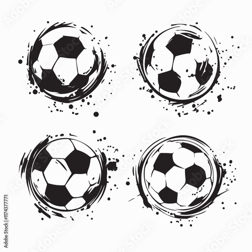 Soccer Balls Image vector. Set of four soccer balls Vector on white background.