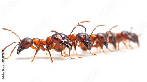 Closeup of a Group of Ants in a Row photo