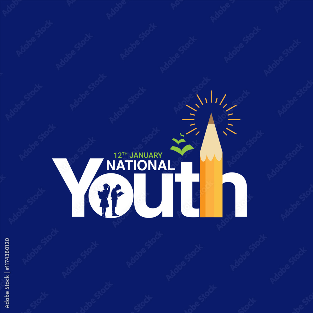 January 12 Happy Indian National Youth Day logo background design, greeting card, Social Media profile cover post, Youth Day concept idea celebration vector illustration, Indian National Youth Day January 12 Happy Indian National Youth Day logo background design, greeting card, Social Media profile cover post, Youth Day concept idea celebration vector illustration, Indian National Youth Day